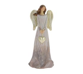 Anjel visiace srdce zla/siv poly 10*8*25cm