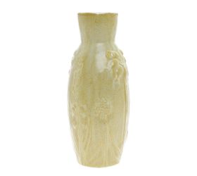 Váza úzka krémová, vzor kvety keramika 13,5*13,5*32,5cm