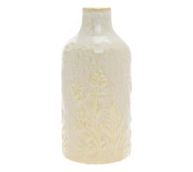 Váza úzka krémová, vzor trávy keramika 15,5*15,5*33,5cm