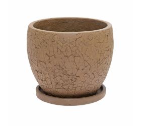 J103  kvetináč + miska okrúhly cylinder hnedá  44xh36cm l