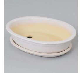 16.035.45 kvetináč+miska bonsai ovál biely 45cm /v.9cm/