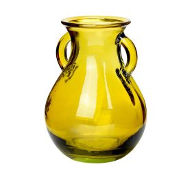 Fľaša sitia váza z recyklovaného skla žltá - v16xh12cm