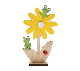 Kvet so žabkou drevo 22x12x5cm natur žltý