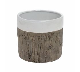 Obal vzor drevo keramika 17.5*17.5*16 hnedobiely