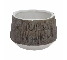 Obal vzor drevo keramika 16*16*10.5 hnedobiely