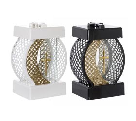 Lampion glamour kruhový ažur s krížom /bez náplne/ 28x15x20cm