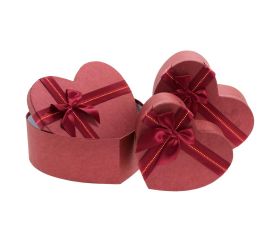 Darčeková krabička srdce mašľa s/3 22,7x19,8x9-30,8x28x11,7cm červená