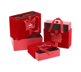 Darčeková krabička na kvety s/3 22.5x16x9.5 /20x14x7.5/17.5x12x5.5cm červená