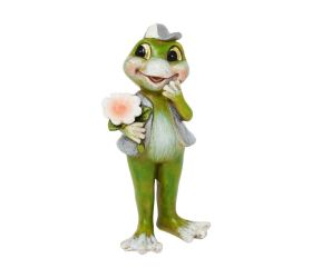 Žaba s kvetom polyrez 4,5x3x10,5cm