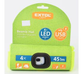 Pevnácenačiapka s čel., žltá 4x led,45lm, 300amh usb nabíjanie