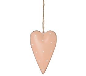 Záves srdce s bodkami kov 6,5x11cm krém