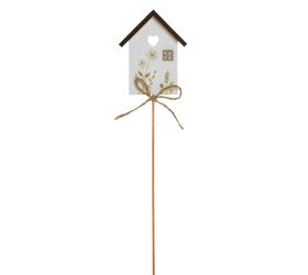 Zápich domček drevo 32cm biely