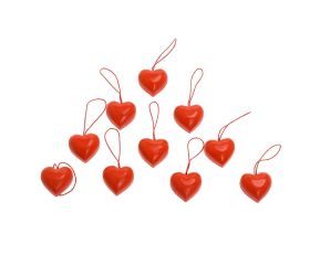 Záves srdiečka červené drevo s/10 4*4*2cm