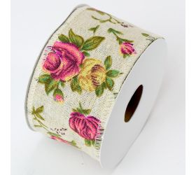 Stuha látka  vzor kvet 6cm*10m super cena