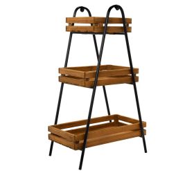 Regál hnedý 3-podlažia drevo/kov 55*33,5*93cm