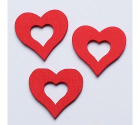 Výrez srdce drev.červené s/40 3cm super cena