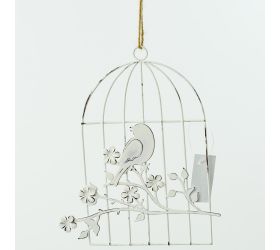 Vtáčik klietka kovový biely 21,5x17,5x0,5