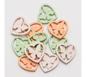 Srdce s motýľom mix farieb lep. s/12