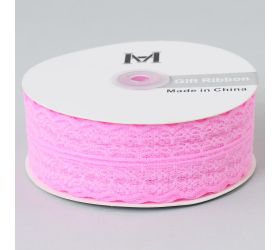Stuha čipka 45mmx50y ružová