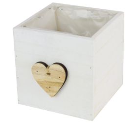 Obal drevo srdce biela 15x15 cm