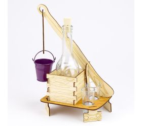 536 studňa/poháre drevo+sklo22x30x13cm