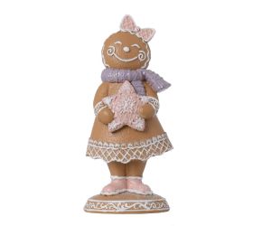 Perník dievča polyres 7,5x5,3x16,5cm ružové