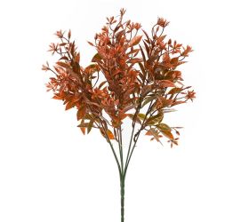 Zeleň drob. lístky, kvietky zeleno-oranžový metal 37cm