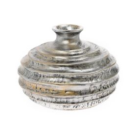 Váza guľatá polyrez m 25x25x19cm strieborná