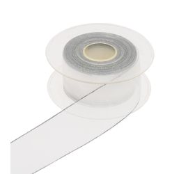 Stuha biela strieborný lem 4cm/20m 3348g 40