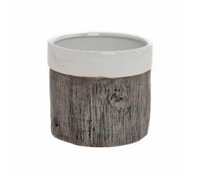 Obal vzor drevo keramika 14.5*14.5*13.5 hnedobiely