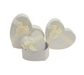 Darčeková krabička srdce mašľa s/3 22,7x19,8x9-30,8x28x11,7cm biela