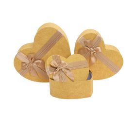 Darčeková krabička srdce mašľa s/3 22,7x19,8x9-30,8x28x11,7cm zlatá matná