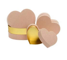 Darčeková krabička srdce s/3 18,8x16x8,5-28,5x25x12cm losos