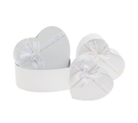 Darčeková krabička srdce s/3 16x14x6-22x20x9cm biele
