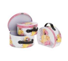 Darčeková krabička kufor s/3 21x17x10,5-27,2x23x14cm ružovo biela