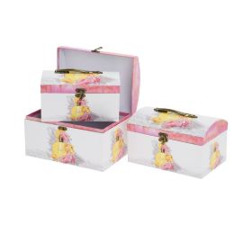 Darčeková krabička šperkovnička s/3 22x14x12,5-26x18x16,5cm ružovo biela