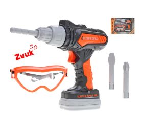 Vŕtačka príklepová 20cm na batétie so zvukom, ochranné okuliare