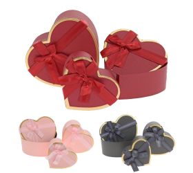 Darčeková krabička na kvety srdce s/3 mix 22x20x9cm/19x17x7.5cm/16x14x6cm