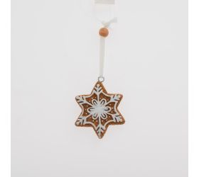 Záves perníková vločka hne/bie poly 5*5,5*0,7cm