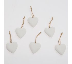 Záves srdiečka biele drevo s/6 10*10*2,5cm