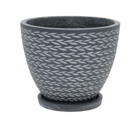 J44 kvetináč + miska eve čierna 30cm h24,5cm m