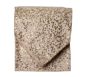 Vian. štóla na stôl vz. listy béž/zla zam/textil 32*150cm
