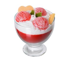 Sviečka dezert pohár červený jahoda 13x11cm