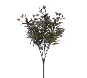 Zeleň drob. lístky, kvietky zeleno-modrý metal 37cm