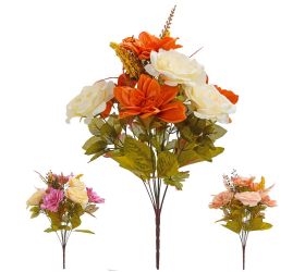Kytica ruža dahlia x11 mix 3f 48cm cr/ora,cr/mauve,ph/brown