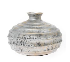 Váza guľatá polyrez s 20x20x15cm strieborná