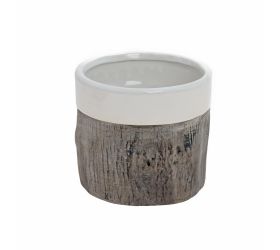 Obal vzor drevo keramika 12*12*11 hnedobiely