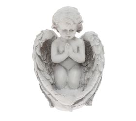 Anjel modliaci na podstavci poly  biely 14.5*12.5*15cm