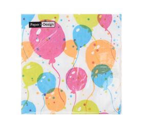 191986 servítky striek. balóny 33x33cm/191986