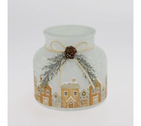 Svietnik krajinka bie/far sklo 12*12*12cm